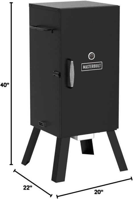 ® 30-Inch Electric Vertical BBQ Smoker with Analog Temperature Control, Chrome Smoking Racks and 535 Cooking Square Inches in Black, Model MB20070210