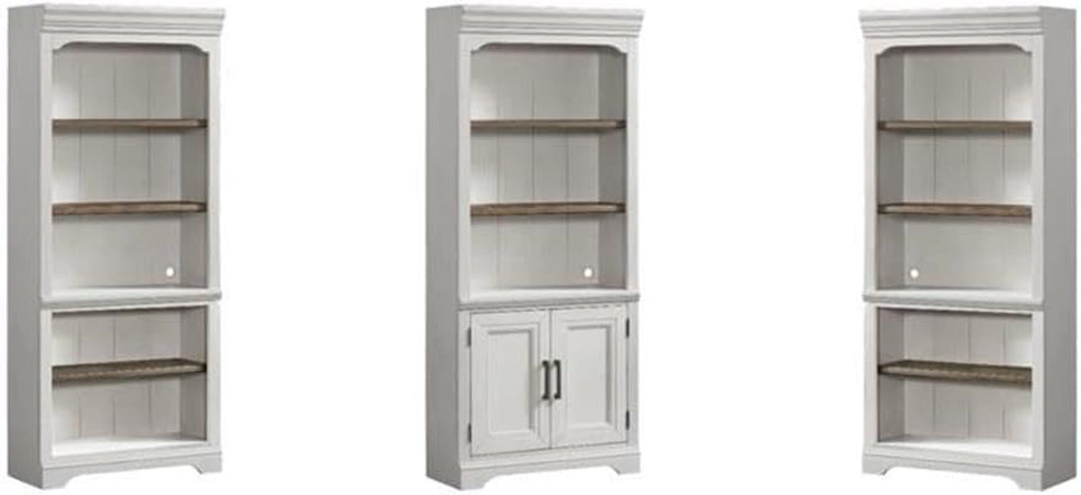 Set of 3 Wooden Bookcases in White and Oak Finish