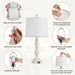 23'' Table Lamps Set of 2, Lamps for Bedroom, USB C+A Ports, Beige