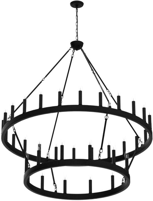 Black 48 Inch Wagon Wheel Chandeliers Illumination