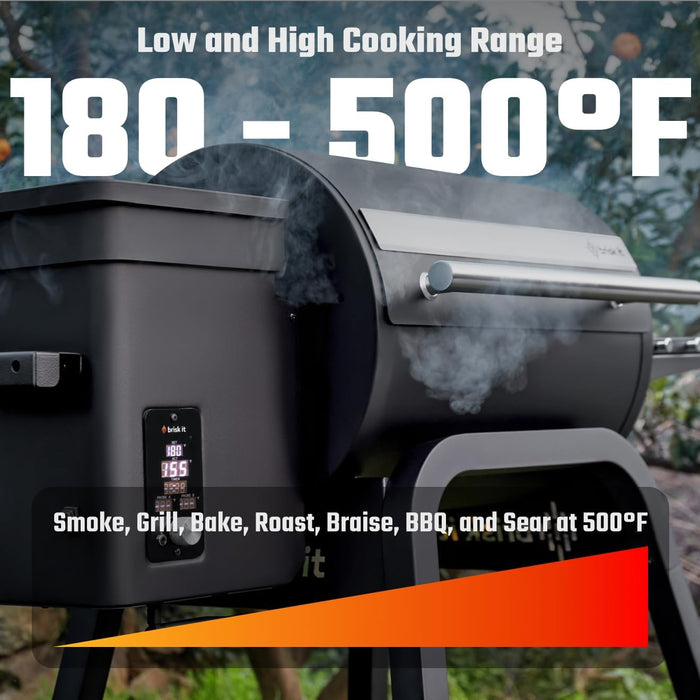 Zelos-450 Electric Wood Pellet Smoker Grill – A.I. Smart BBQ Grill with Wifi, 450 Sq.In Cooking Area,7-In-1 Outdoor Grill & Smoker, PID Controller (Up to 500°F), Meat Probe
