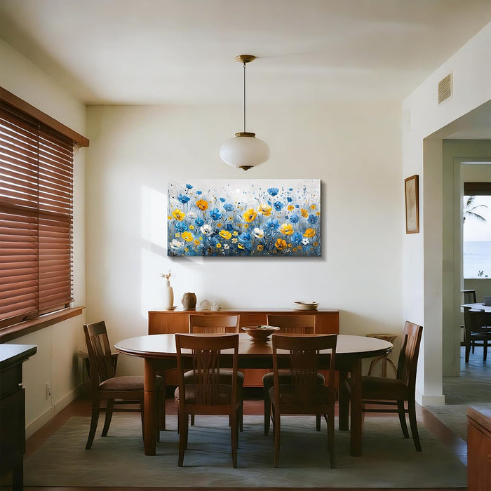 Floral Wall Art, Large Wall Art, Botanical Wall Decor, Blue and Yellow Wildflowers Art Prints, Modern Elegant Pictures for Living Room Bedroom Bathroom Kitchen Office Decorations 20"X40"