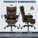 Big and Tall Office Chair with Footrest, High Back Executive Desk Chair with Adjustable Lift Armrest, 155°Recline, Lumbar Support Pillow, Faux Leather Gaming Chairs for Home or Office Brown