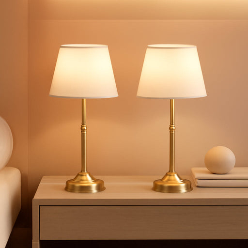 Cordless Wireless Table Lamp TwinPack Brushed Gold