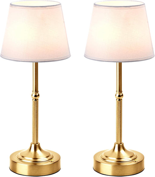 Cordless Wireless Table Lamp TwinPack Brushed Gold