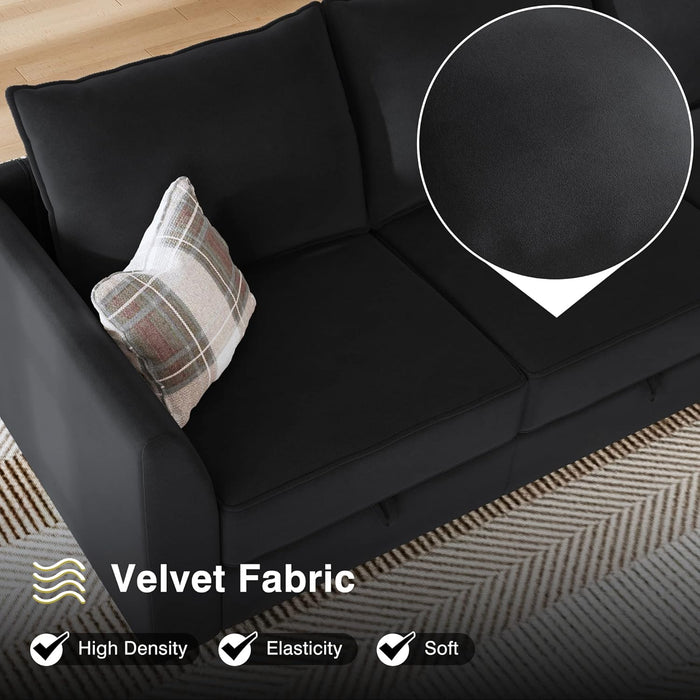 Ottoman Module for Modular Sectional Sofa, Storage Ottoman Square Ottoman Bench for Living Room, Velvet Black