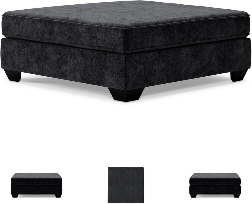 Lavernett Contemporary Square Oversized Accent Ottoman, Dark Gray