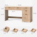 59" Fluted Executive Desk with Adjustable File Drawer, Workstation Computer Desk with 4 Storage Drawers, for Home Office, Study, Writing, Oak