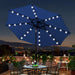 9 Ft Solar Umbrella 32 LED Lighted Patio Umbrella Table Market Umbrella with Tilt and Crank Outdoor Umbrella for Garden, Deck, Backyard, Pool and Beach (Navy Blue)
