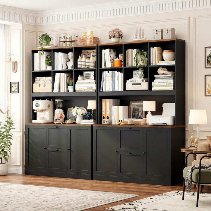 SeventyTwoInch Tall Black Bookcase With PowerOutlet System
