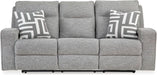 Biscoe Casual UV Resistant Power Reclining Sofa with Adjustable Headrest and USB Ports, Light Gray