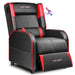 Gaming Recliner Chair Bluetooth Speakers Footrest Racing Style Single Living Room Sofa PU Leather Home Theater Seating Massage Lumbar Support, Red