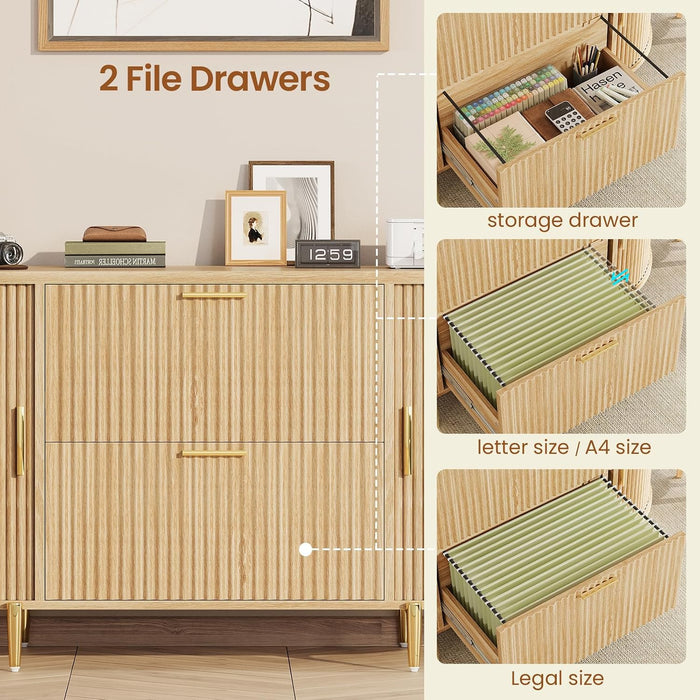 Natural Burlwood 39.4 Inch Filing Cabinet Organizer