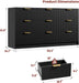 9 Drawers Dresser for Bedroom - 59" Wide Modern Fluted Chest of Drawers with Golden Metal Handles, Large TV Stand Multi-Function Home Organizer for Living Room, Entryway, Hallway, Black