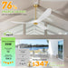 52 Inch Ceiling Fans without Lights, Wood Ceiling Fan No Light with Remote Control and DC Motor, Indoor Outdoor Ceiling Fan Morden Living Room Bedroom 3 Blades Propeller, White Gold