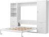 Queen Size Murphy Bed with Wardrobe and Storage Drawers & Storage Shelf,Wall Bed Frame Folding into Cabinet Design for Small Space,Bedroom,Guest Room,White