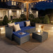 Patio Furniture Set - All-Weather -5 Piece Outdoor Patio Conversation Couch Sets, Modular Wicker Rattan Sectional Sofa for Garden, Patio, Poolside, Backyard, Balcony, Porch,Navy Blue