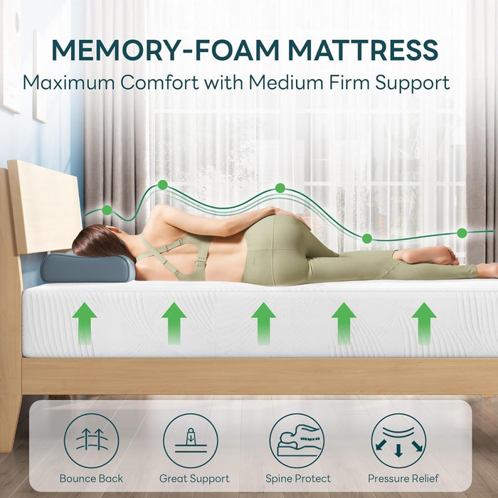 Twin Mattress 10 Inch, Memory Foam Mattress Twin Size, Green Tea Cooling Gel Infused for Pressure Relief, Bed in a Box Certipur-Us Certified & Fiberglass Free