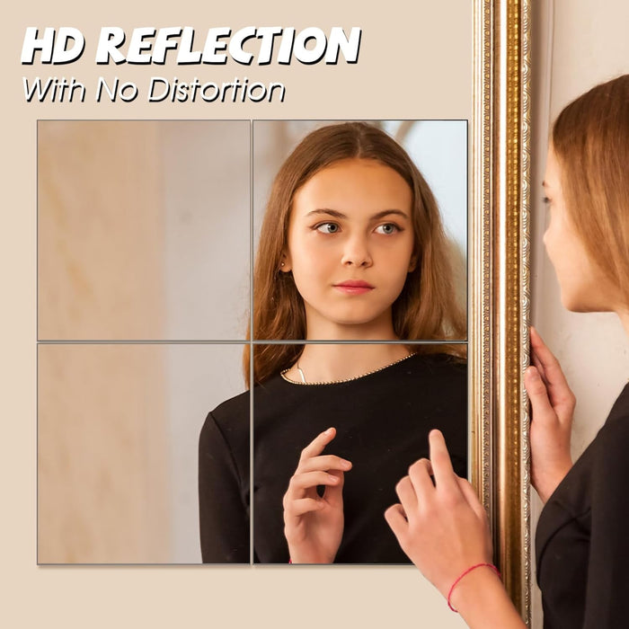 Home Gym Mirrors 12 Inch X 12PCS, HD Glass Wall Mounted Mirror Tiles for Home Gym, Bedroom, Living Room, Door, Closet