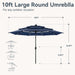 10Ft Patio Umbrella with Solar Lights, Auto-Tilt Lighted Market Table Umbrellas with Crank, 8 Sturdy Ribs & 1.5" Pole Outdoor Umbrellas for Patio Garden Deck Backyard Pool, Navy Blue