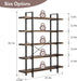 5-Tier Industrial Bookcase, 47 Inch Wide Wood Bookshelf, 120Lbs Shelf Capacity, Rustic Open Shelving Heavy Duty Display with Reinforced Horizontal Brown Shelves for Living Room Bedroom Office