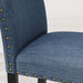 Collection Biony Espresso Wood Counter Height Dining Set with Blue Fabric Nailhead Stools,
