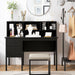 Black Desk with Drawers & Hutch, Home Office Desk with Charging Station, 5 Storage Cubbies, Makeup Vanity Table, Modern Study Writing Desk, PC Laptop Desks, Computer Workstation for Bedroom