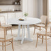 47 Inch round Dining Table for 4-6, Wood Kitchen Table with Cross Base and Adjustable Foot Pads, Dining Room Table with Circle Tabletop for Dining Room, Kitchen, Living Room, White