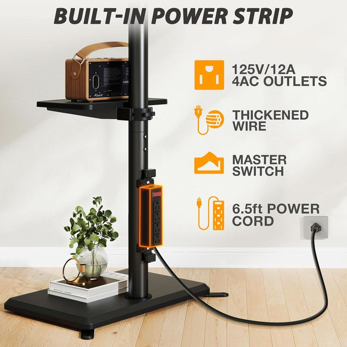 Floor TV Stand with Power Outlet, TV Mount Stand for 32-60 Inch Tvs up to 88 Lbs, Swivel TV Stand Mount with Height Adjustment and Safety Wood Base for Office, Corner, Max VESA 400X400Mm