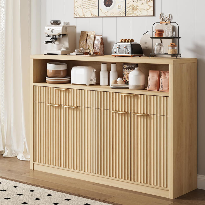 51" Buffet Sideboard Cabinet, Modern Hutch Storage Cabinets Natural