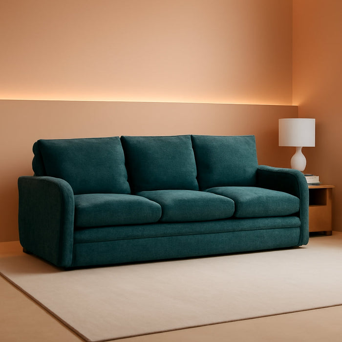 Green Chenille Cloudlike Sofa 83 Inches UltraComfort
