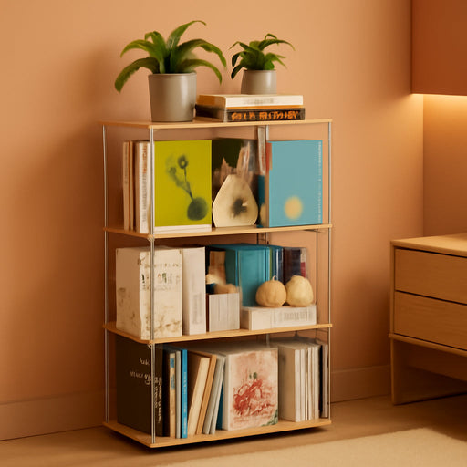Rotating Bookshelf 360 Degree Revolving 4Tier Wood