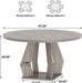 Round Dining Table for 4-6, Farmhouse Kitchen Table, Grey, 47 Inch | Modern Circle Dining Table with Wood Top, Wood Dinner Table with Wooden Pedestal Base for Dining Room, Living Room,Office