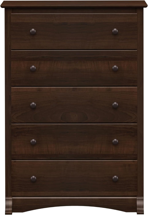 Espresso 5-Drawer Chest with Wide Top