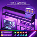 L Shaped Gaming Desk with Led Lights, 51 Inch Reversible Gaming Computer Desk with Display Shelves, PC Gamer Desk Gamer Table with Storage Bag, L Desk for Game, Black