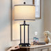 27Inch Tall Bedside Table Lamps with Charging Ports for Living Room,Traditional Lamp with Night Light for Bedroom Nightstand,Single Black
