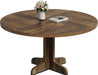 round Dining Table for 4, 47 in Farmhouse Circle Kitchen Table with Wood Tabletop and Stable Base, for Home Dining Room Living Room, Brown (Only Table)