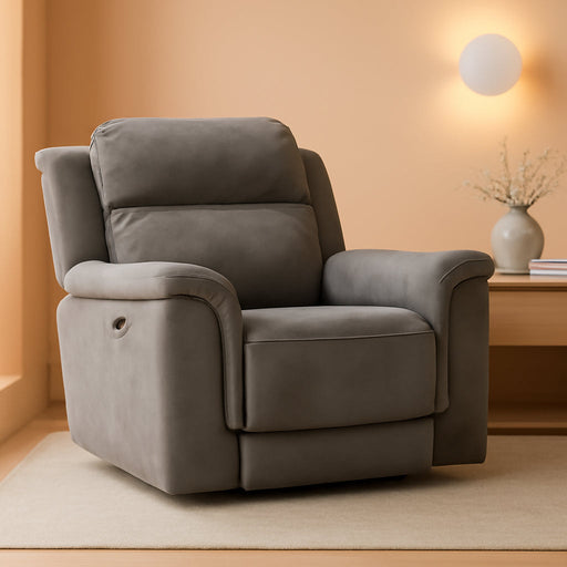 Next-Gen Durapella Power Recliner with Adjustable Headrest, Gray