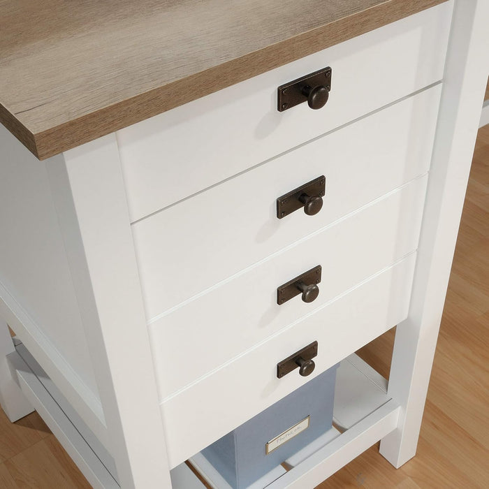 Cottage Road L Shaped Desk Computer Desk with Drawers, Home Office Desk with Optional File Cabinet Storage, Cable Management, in Soft White Finish