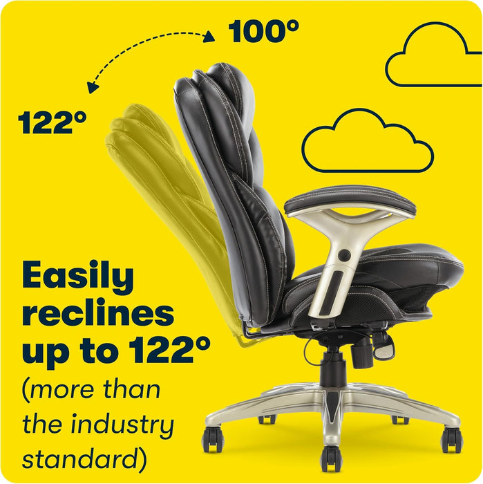 Claremont Ergonomic Executive Office Chair with Back in Motion Technology, Adjustable Mid Back Desk Chair with Lumbar Support, Bonded Leather, Black