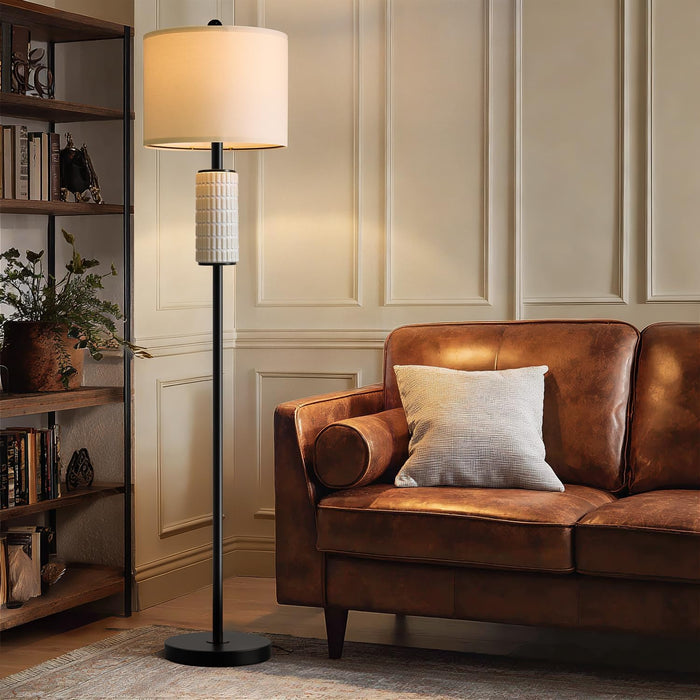 Ceramic Floor Lamps for Living Room, 64" Modern Standing Lamps for Bedroom, Farmhouse Tall Floor Lamps for Living Room Dinning Reading Home Office, Nursery, Rotary Switch, Matte Black