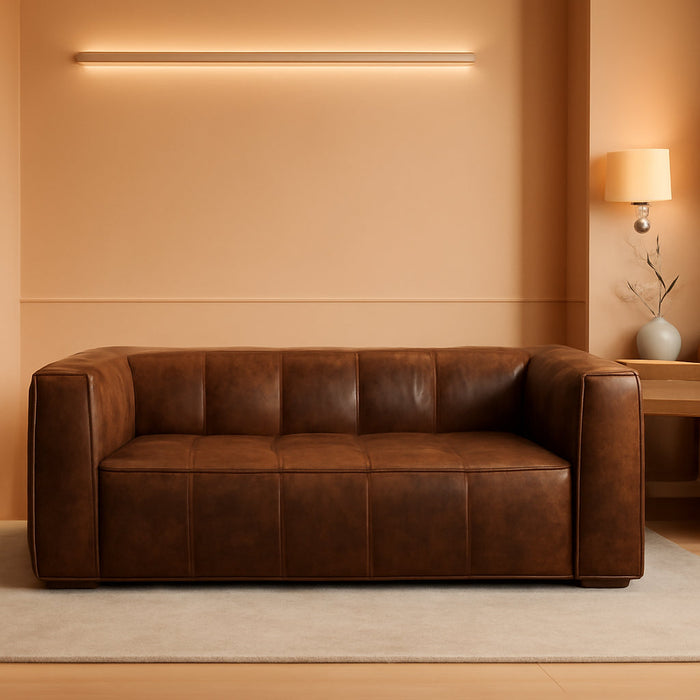 Capa Sofa in Full-Grain Semi-Aniline Italian Tanned Leather in Chocolate Brown