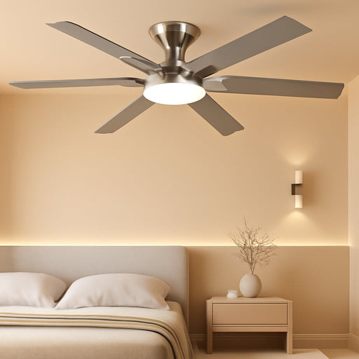 Modern Nickel Ceiling Fan Silent Brushed Steel Finish
