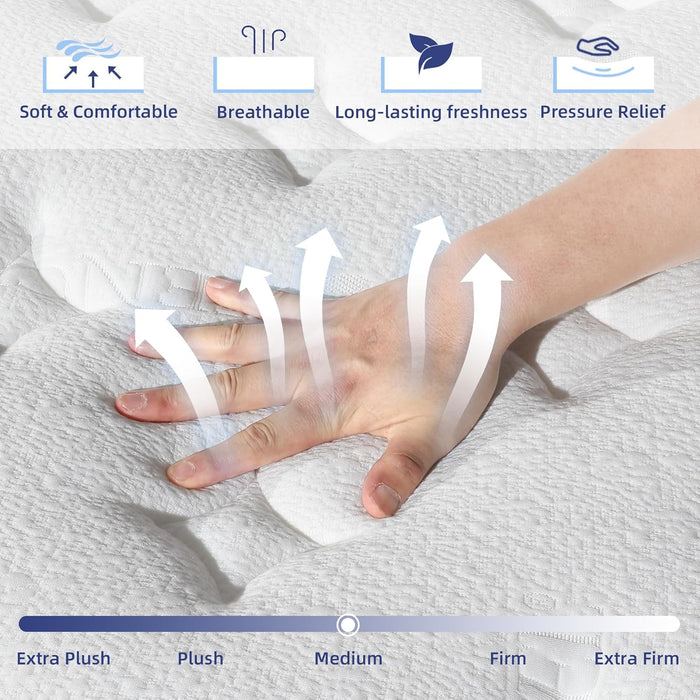 Full Mattress, 12 Inch Full Hybrid Mattress in a Box with Memory Foam, Medium Firm, Euro Top, Reinforced Edge Support, Pressure Relief & Motion Isolation, Certipur-Us Certified