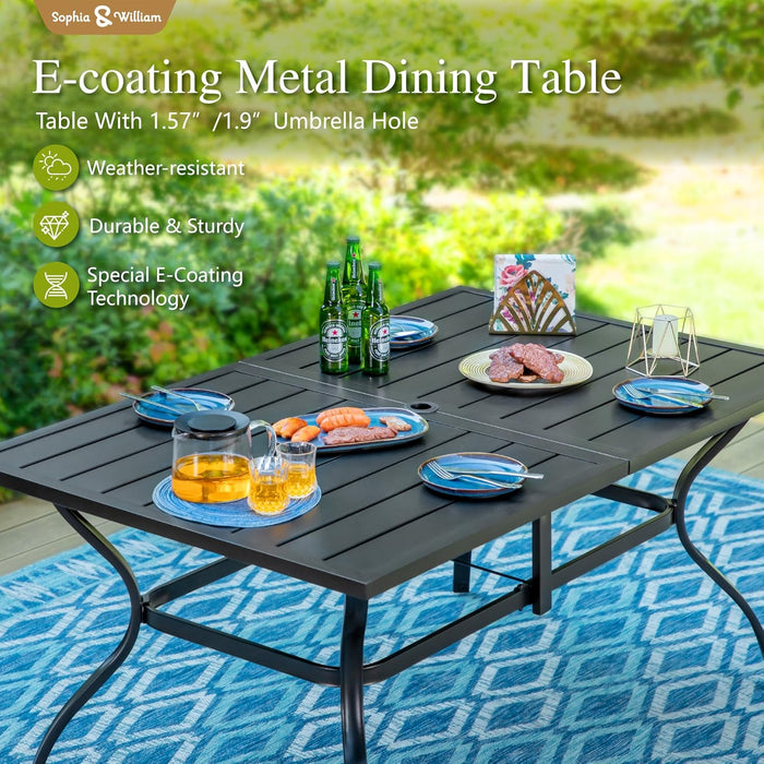 Outdoor Dining Set Patio Dining Set for 6 Outdoor Table and Chairs 7 Pieces Outdoor Patio Set with Swivel Patio Chairs 60"X 38" Metal Table for Garden Pool All Weather Grey