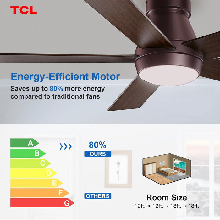 Ceiling Fan with Light: Oil Rubbed Bronze Finish 5 Wood Grain Blade Low Profile Remote Control Flush Mount DC Reversible 3CCT Dimmable Noiseless Fan with Light for Indoor and Room
