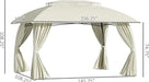 10' X 13' Outdoor Gazebo Patio Gazebo Canopy, Double Vented Roof, Steel Frame, Curtain Sidewalls, Sun Shade Shelter for Garden, Lawn, Backyard, Deck, Beige