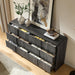 Fluted 6 Drawer Dresser 63" Long with Pine Handles, Black