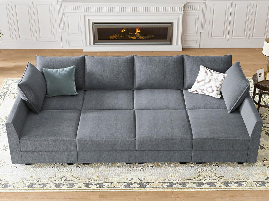 Modular Sectional Sleeper Sofa Reversible, Bluish Grey