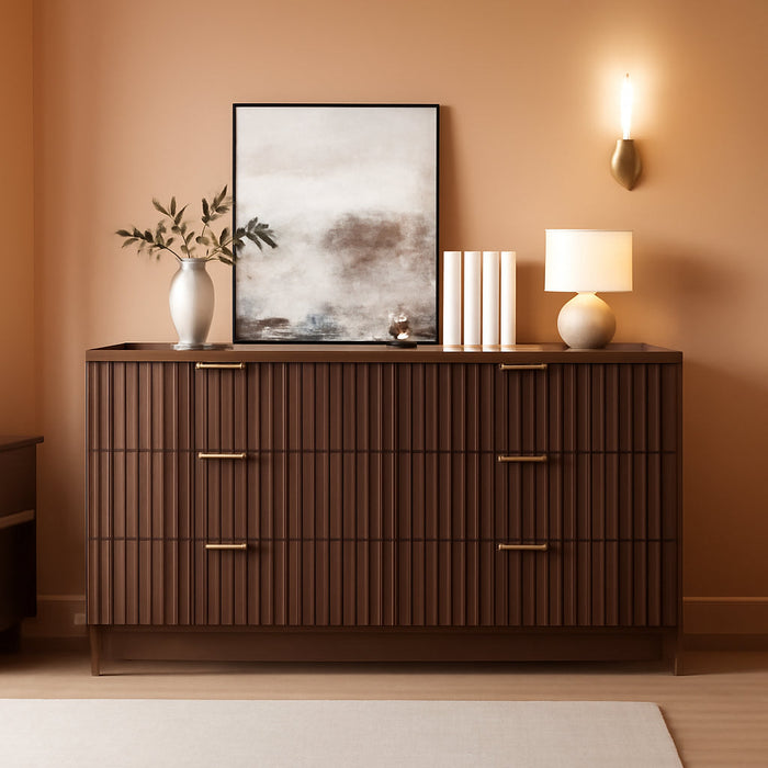 Walnut Dresser 47Inch Wide Storage Cabinet Bedroom